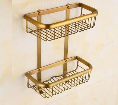 DecorBites™ Brass Antique Bath Hardware Set: Towel Rack, Paper Holder, Towel Hanger, Toilet Brush Holder