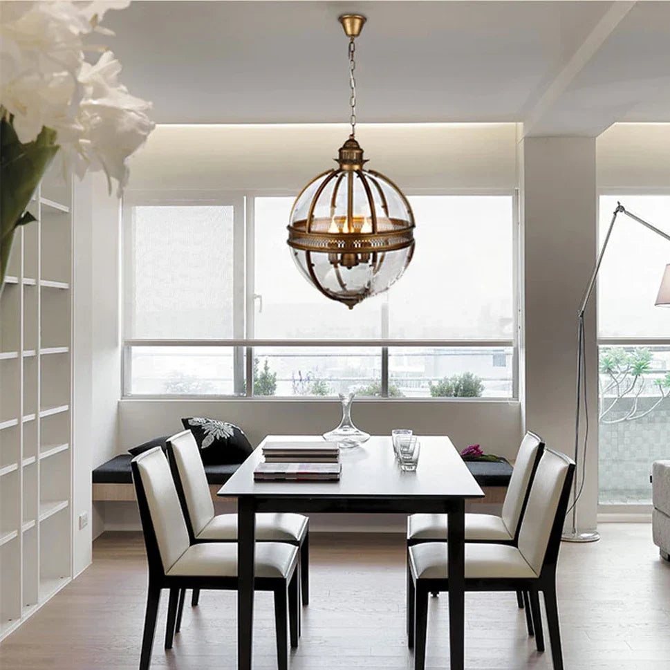 Lámpara de araña DecorBites™ con forma de globo de cristal negro bronce para vestíbulo