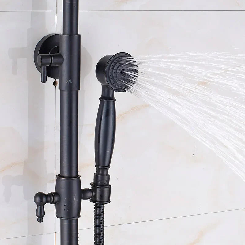 DecorBites™ Black Bronze Bathroom Shower Mixer Tap with Long Spout and 8" Rainfall Head