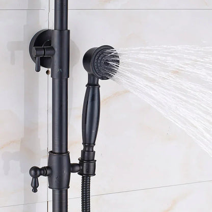 DecorBites™ Black Bronze Bathroom Shower Mixer Tap with Long Spout and 8" Rainfall Head