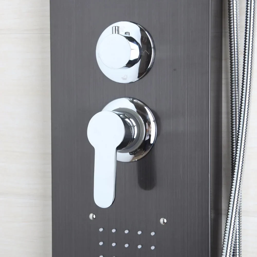 DecorBites™ Dark Nickel Shower Panel with Hand shower, Tub Spout, and Massage System