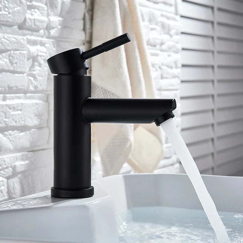 DecorBites™ Brushed Gold Solid Brass Bathroom Faucet Single Handle Deck Mounted Tap