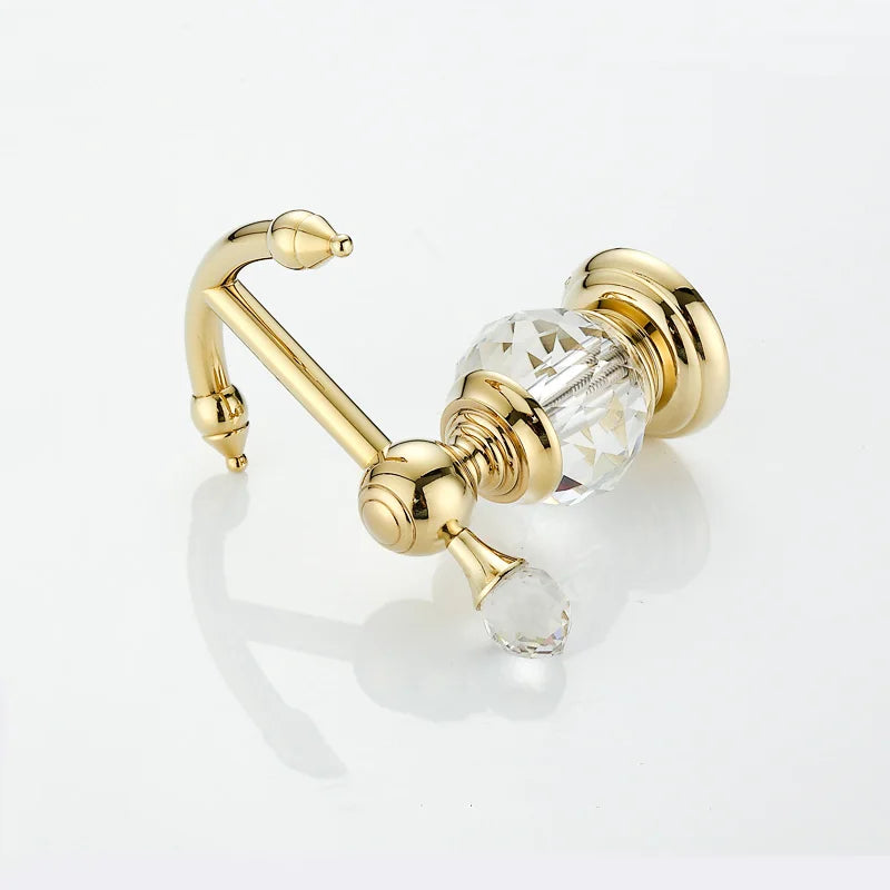 DecorBites™ Crystal Brass Gold Robe Hook | European Style Towel Rack & Clothes Hook