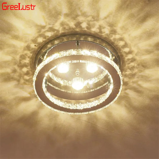 DecorBites™ Crystal LED Ceiling Light: Stainless Steel Round Fixture for Bedroom, Kitchen, Bathroom