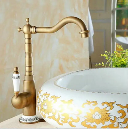 خلاط حوض من البورسلين من ديكوربايتس™، صنبور ساخن وبارد، دوار 360 درجة