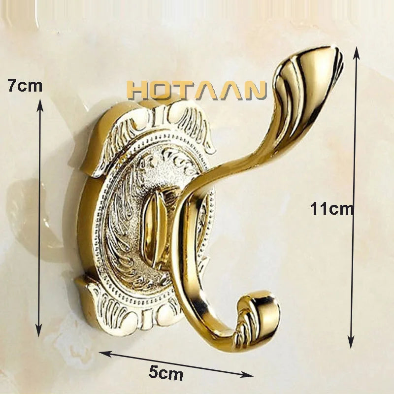 DecorBites™ Gold Chrome Wall Hooks, Clothes Hanger, Towel Coat Robe Hook Set