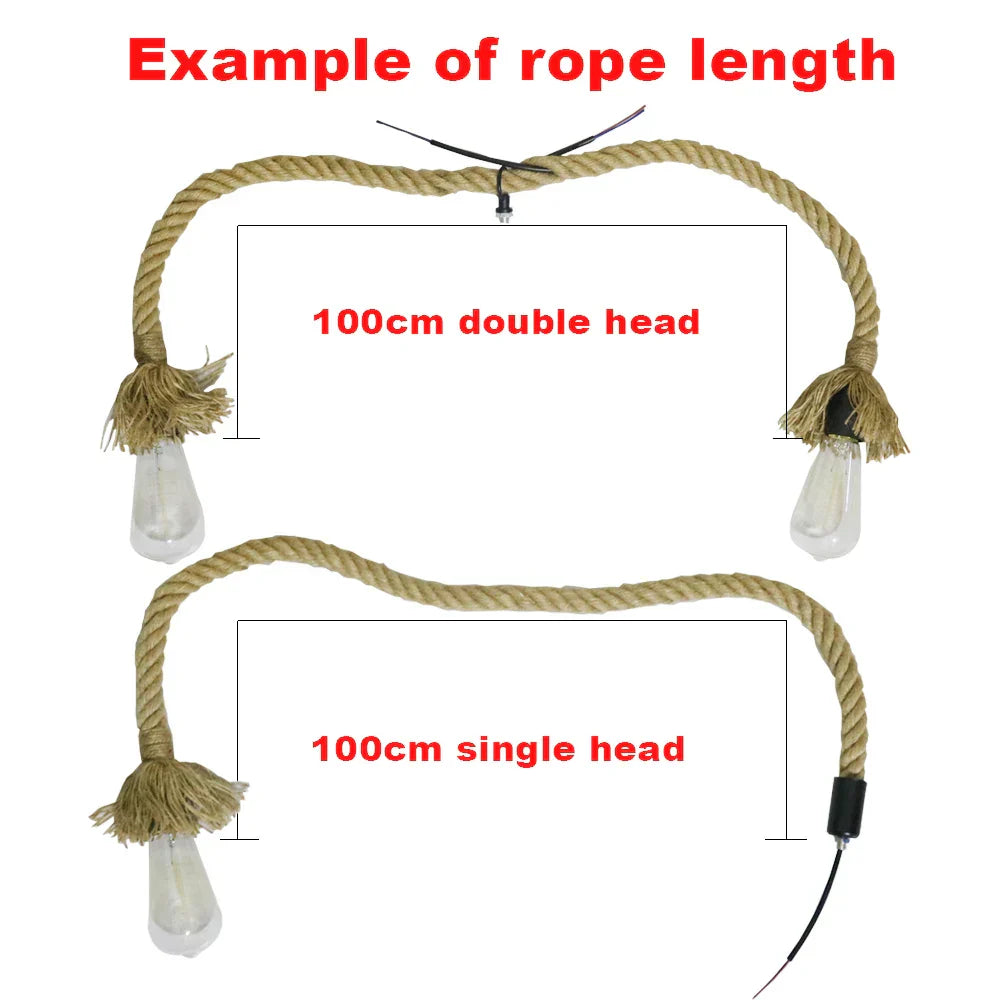 Hemp Rope Pendant Light Double Rope Industrial Loft