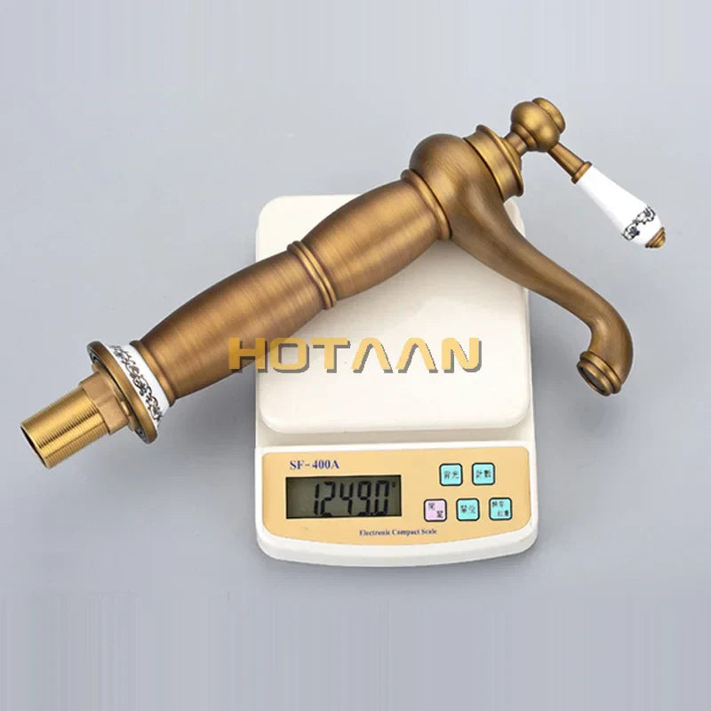 صنبور حوض ديكوربايتس™ من النحاس البرونزي العتيق - صنبور خلاط فاخر على الطراز الأوروبي