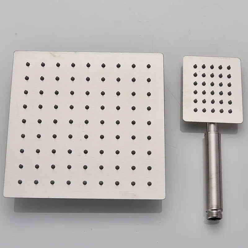 DecorBites™ Brushed Nickel Rain Shower System with Square Hand Shower Mixer