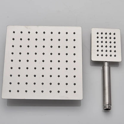 DecorBites™ Brushed Nickel Rain Shower System with Square Hand Shower Mixer
