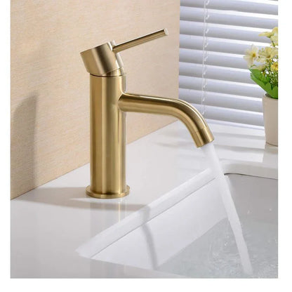 DecorBites™ Golden Brass Basin Faucet Deck Mounted Vessel Sink Mixer Tap Hot Cold