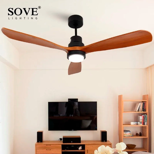 DecorBites™ 52" Wood Ceiling Fan Remote Control 3 Blades for Home Living Bedroom