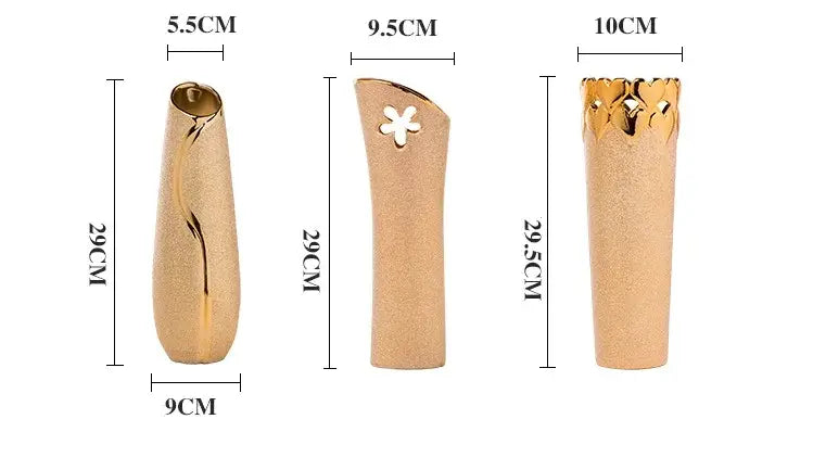 Europe Gold-Plated Ceramic Vase for Home Decor