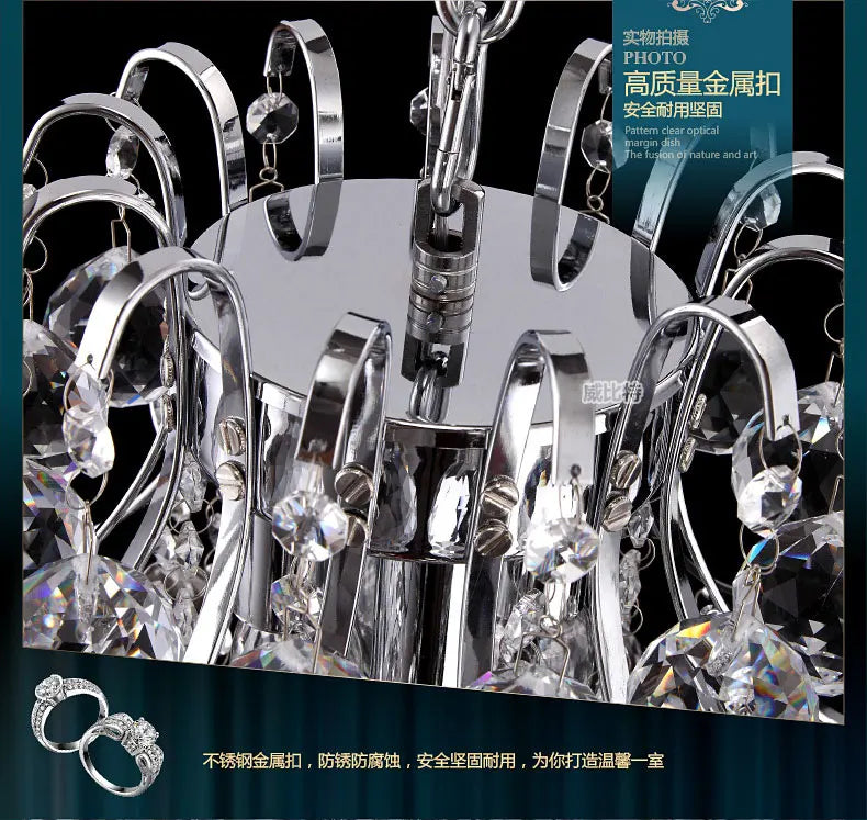 DecorBites™ Crystal Chandelier: Modern Silver/Gold Lustre De Cristal Pendant Light for Living Room