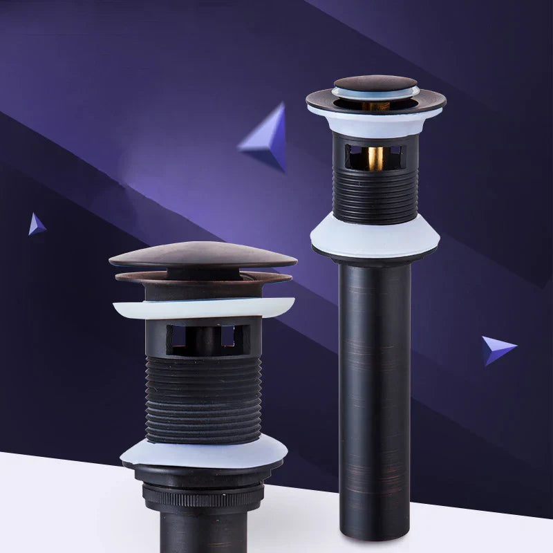 DecorBites™ Brass Black Pop Up Drain Stopper with Overflow for Vessel Sink