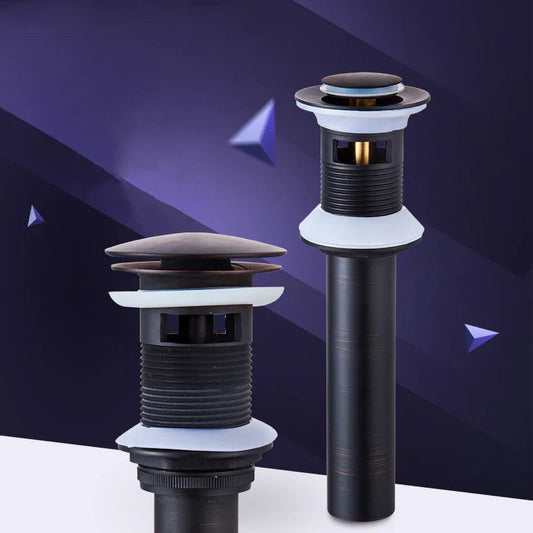 DecorBites™ Brass Black Pop Up Drain Stopper with Overflow for Vessel Sink