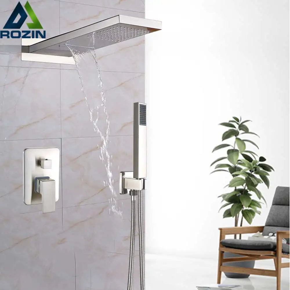 Decorbites™ Grifo de Ducha de Lluvia en Cromo Dorado con Válvula Mezcladora de 3 Vías