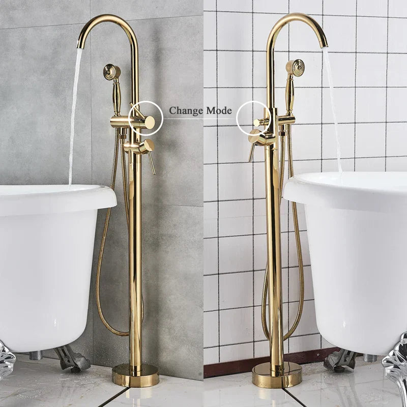 Grifo para lavabo y bañera DecorBites™ dorado con teleducha