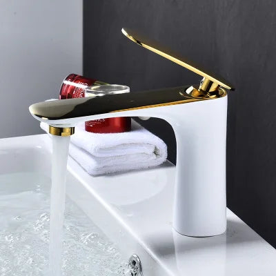 DecorBites™ Basin Faucet Hot&Cold Mixer Tap Brass Gold/Chrome/White/Red/Black for Bathroom Sink