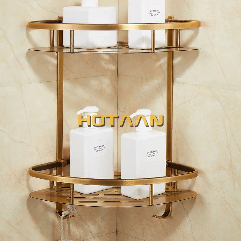 DecorBites™ Double Layer Aluminum Bathroom Shower Basket Holder