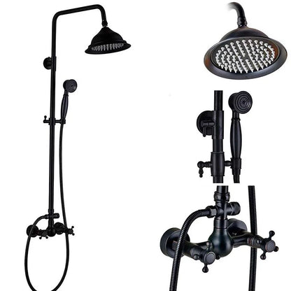 DecorBites™ Dual Handle Black Shower Set Faucet with Rainfall Shower Mixer Tap