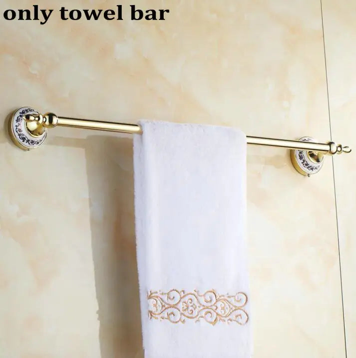 Juego de accesorios de baño DecorBites™ de porcelana pulida dorada para artículos esenciales de baño