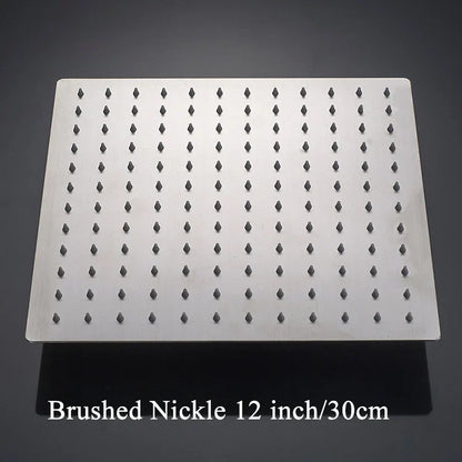 DecorBites™ 12-Inch Stainless Steel Square Rainfall Shower Head - Chrome Luxury Bathroom Fixture