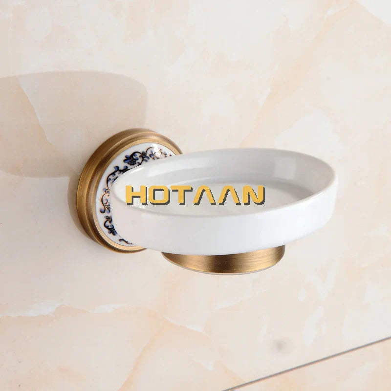 DecorBites™ Brass Soap Holder with Ceramic Dish, Bathroom Soap Basket