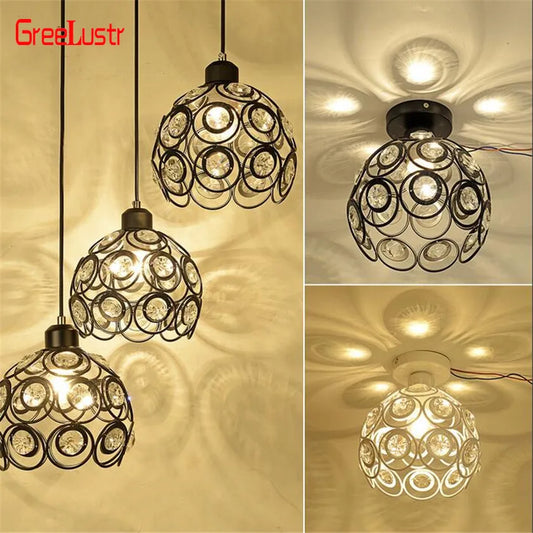 DecorBites™ Crystal Flush Mount Chandelier for Hallway Foyer, Modern Hollow Carved Ceiling Light