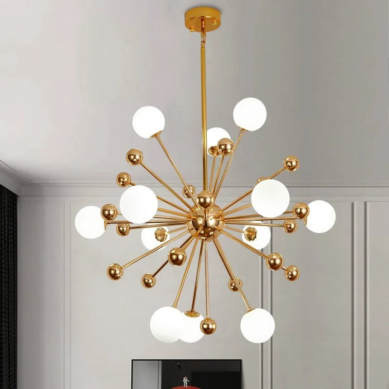 DecorBites™ Acrylic Molecule Chandelier Golden Kitchen Restaurant Lighting Sputnik Globe Lamp
