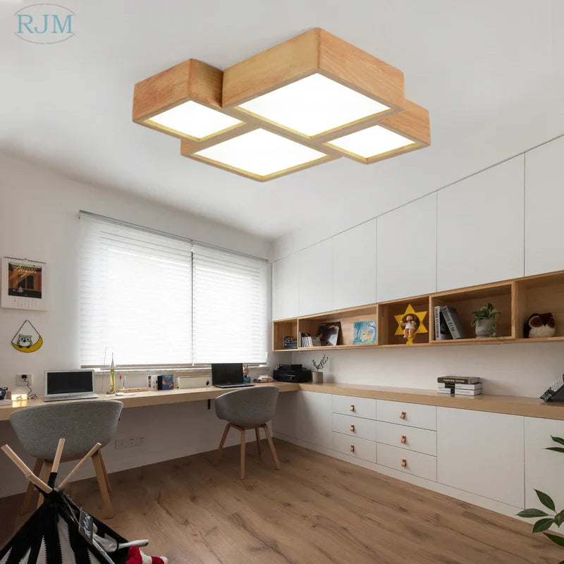 DecorBites™ Japanese Solid Wood Ceiling Lamp for Home Living Room Bedroom Study