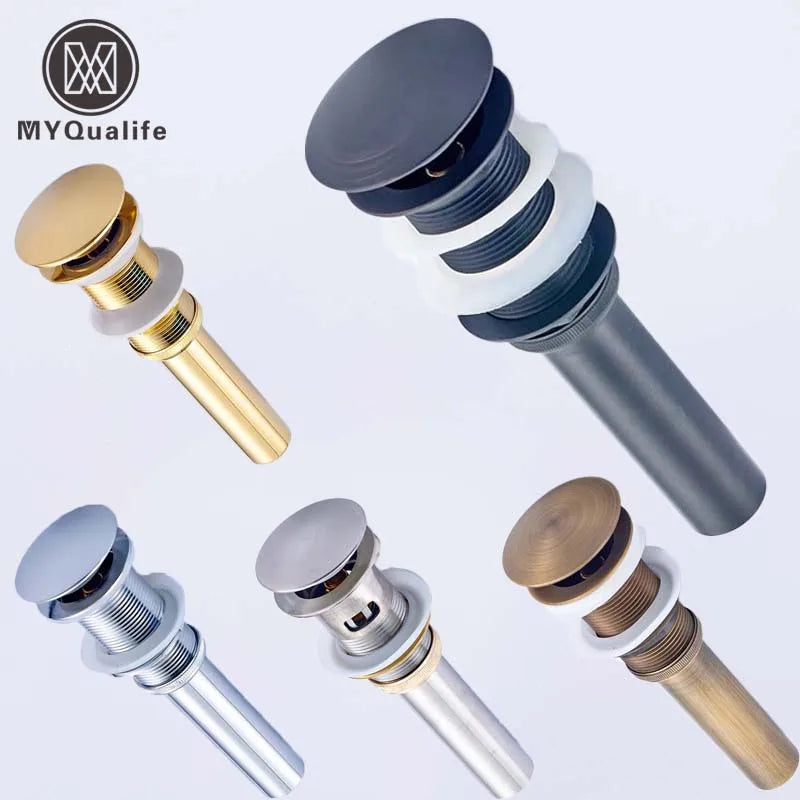 DecorBites™ Bathroom Sink Pop Up Drain in Chrome, Brushed Nickel, Golden Finish