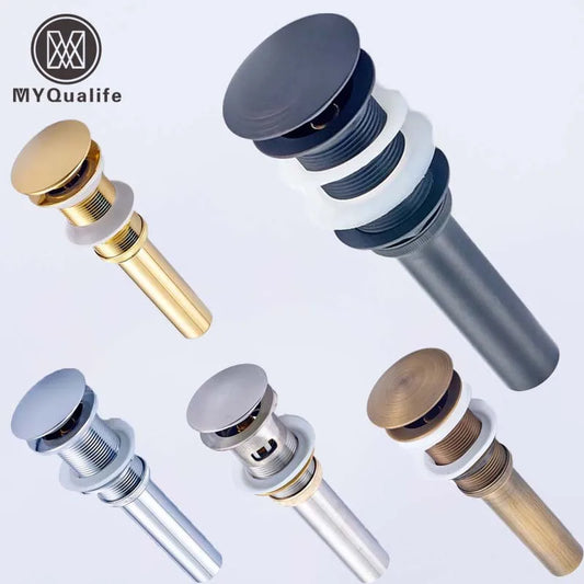 DecorBites™ Bathroom Sink Pop Up Drain in Chrome, Brushed Nickel, Golden Finish