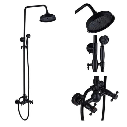 DecorBites™ Black Brass Bath Shower Faucet Set with Handshower and Tub Spout