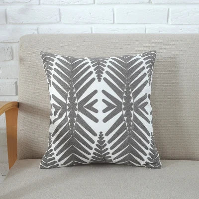 DecorBites™ Grey Pink Geometric Embroidered Cushion Cover, 45x45cm