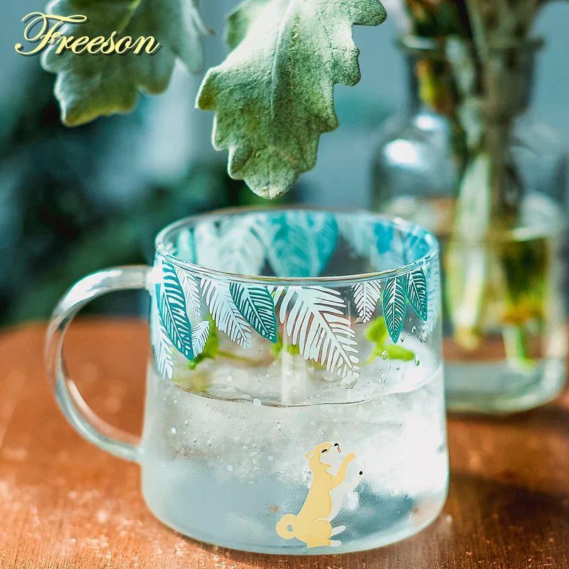 DecorBites™ Glass Coffee Mug 320ml Cute Squirrel Tea Cup Heat Resistant Beer Mug