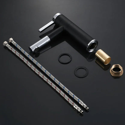 DecorBites™ Brass Bathroom Faucet Vessel Sink Mixer - Swivel Spout Deck Mounted Vanity Tap - White/Black Color