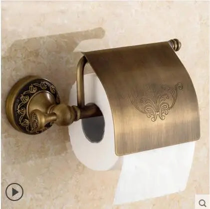 Juego de accesorios de baño DecorBites™ de cobre tallado: estante para toallas, toallero, portarrollos de papel, gancho para ropa