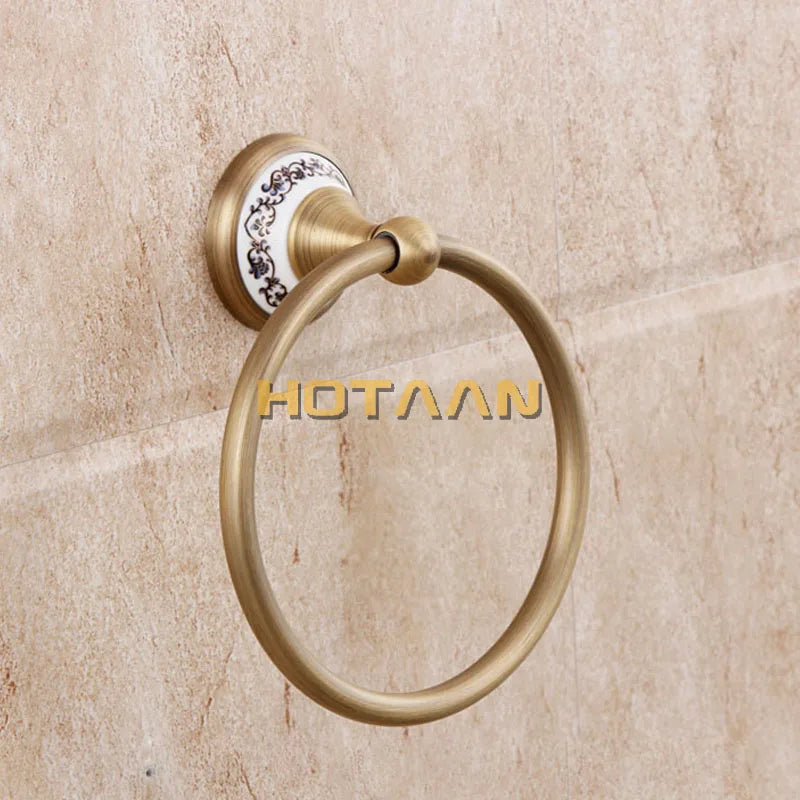 DecorBites™ Brass Bathroom Accessories Set: Robe hook, Paper Holder, Towel Bar, Soap Basket