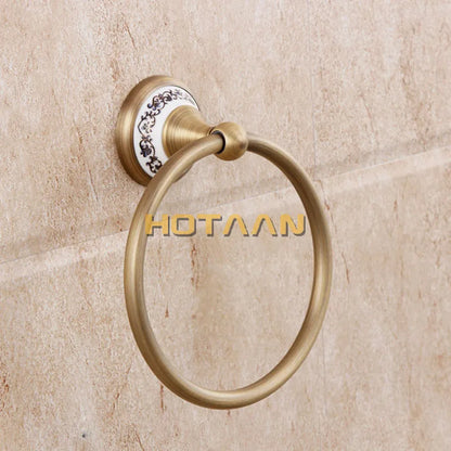 DecorBites™ Brass Bathroom Accessories Set: Robe hook, Paper Holder, Towel Bar, Soap Basket