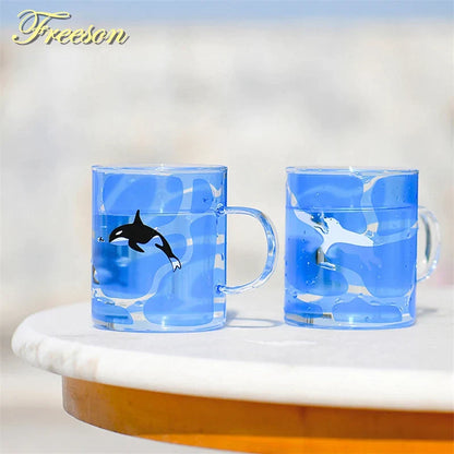 DecorBites™ Killer Whale Glass Coffee Mug 350ml: Cute Polar Bear Tea Cup Heat Resistant Glass Beer Mug