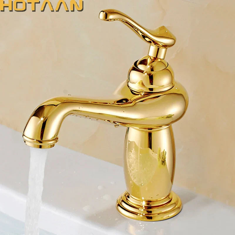 DecorBites™ Gold Brass Bathroom Basin Faucet with Ceramic Mixer Tap