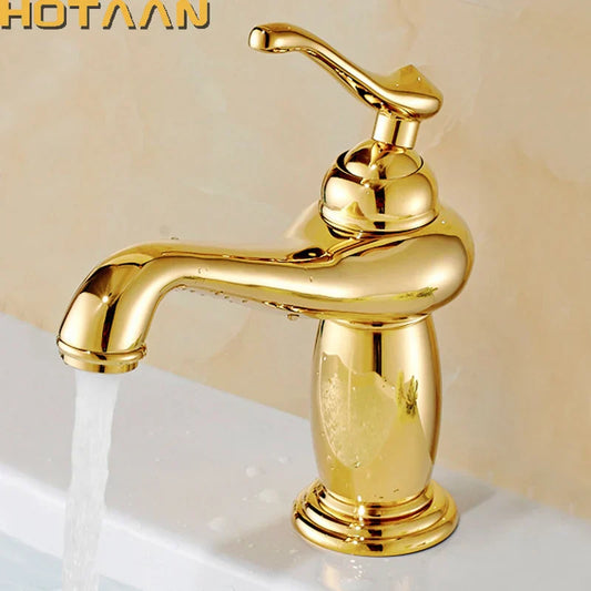 DecorBites™ Gold Brass Bathroom Basin Faucet with Ceramic Mixer Tap