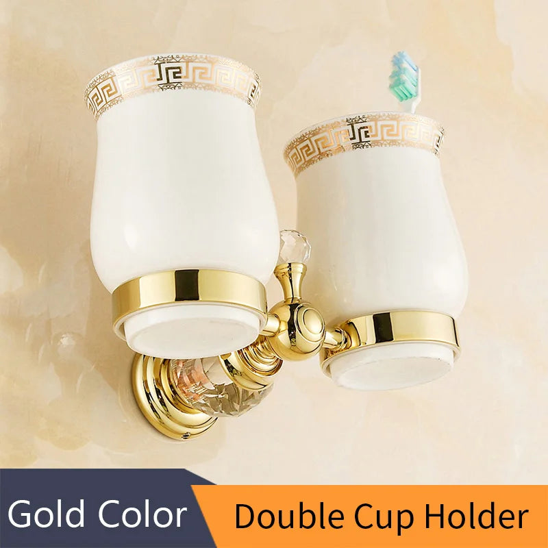 Juego de accesorios de baño DecorBites™ Crystal Brass Gold