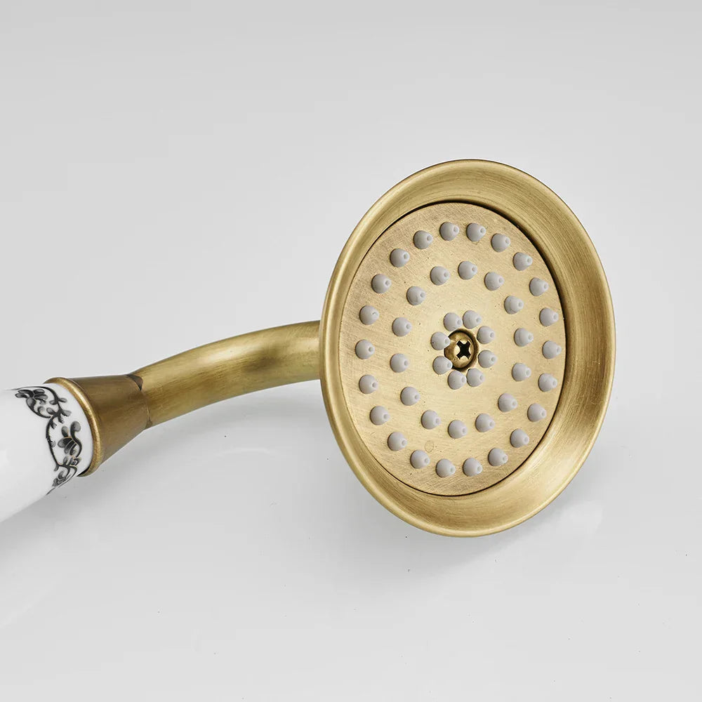 دش يدوي من DecorBites™ مصنوع من النحاس العتيق مع سيراميك فاخر - صنبور مطر دائري