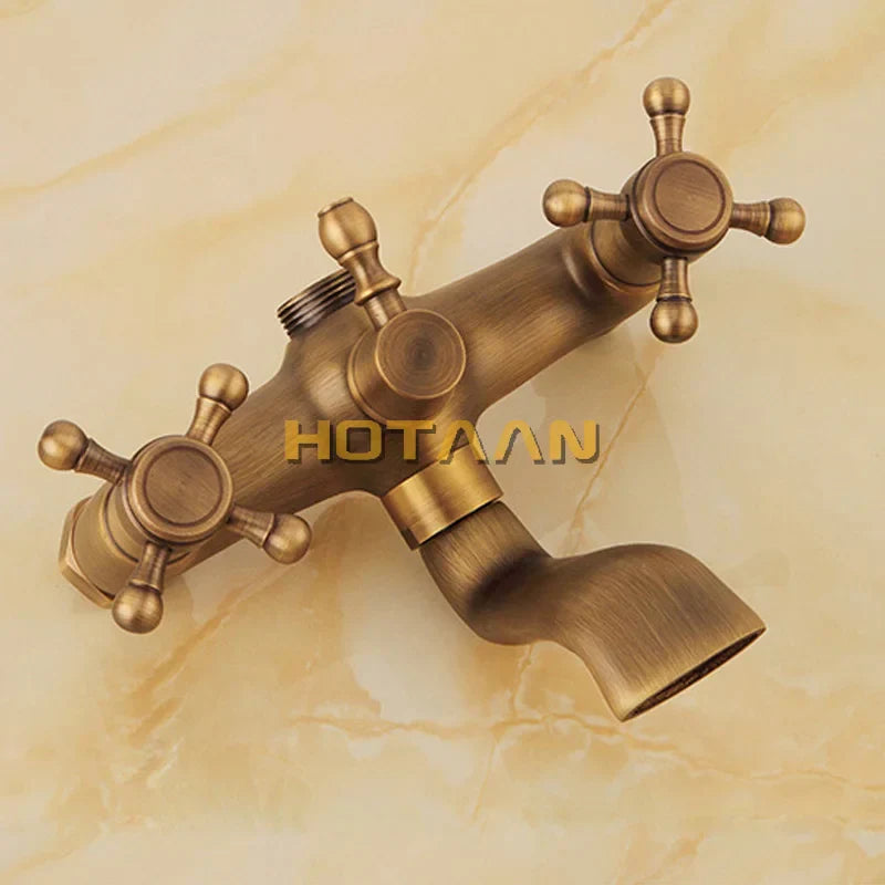 مجموعة رأس دش محمولة من نحاس عتيق من DecorBites™ - صنبور دش مثبت على الحائط