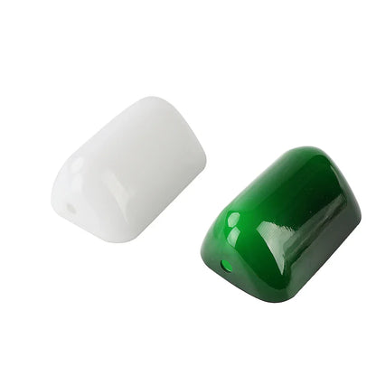 DecorBites™ Glass Bankers Lamp Cover | Green/White Cased Replacement Shade L15cm x W9.5cm
