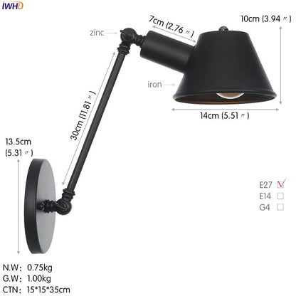 Decorbites™ Industrielle LED-Wandleuchte für Schlafzimmer und Badezimmer Vintage-Wandlampe