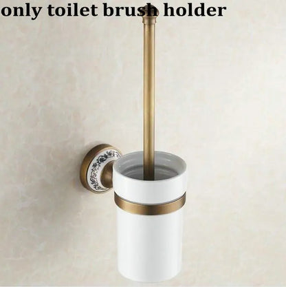 DecorBites™ Bathroom Accessories Set: Towel Rack, Bar, Holder, Hook - Antique Brass/Ceramic/Copper