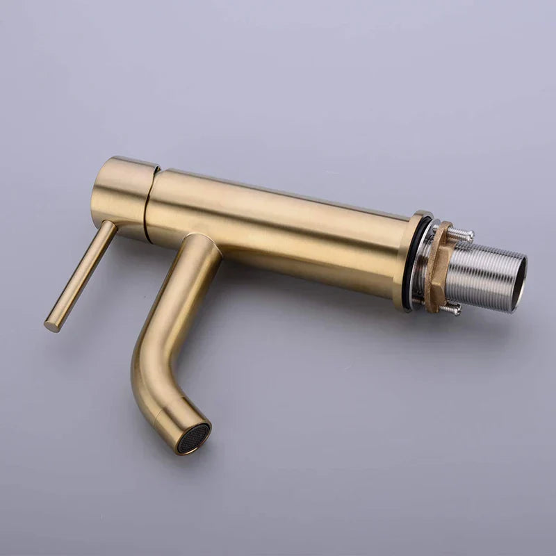 DecorBites™ Golden Brass Basin Faucet Deck Mounted Vessel Sink Mixer Tap Hot Cold